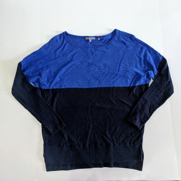 Vince Sweaters - Vince Colorblock Black & Blue Sweater Size Small